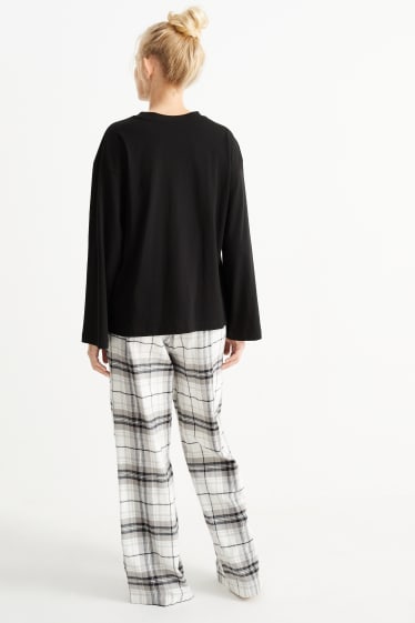 Femmes - Pyjama avec pantalon en flanelle - noir