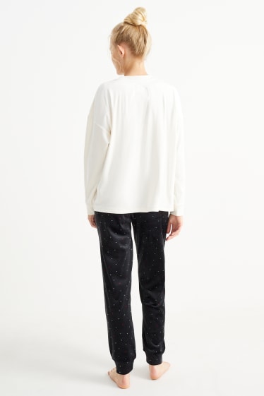 Damen - Weihnachts-Winterpyjama - Micky Maus - cremeweiss