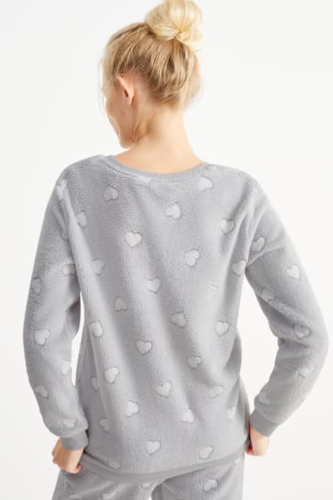 Dames - Pyjamashirt - met patroon - lichtgrijs