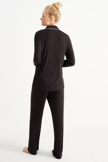 Dames - Pyjama van viscose - zwart