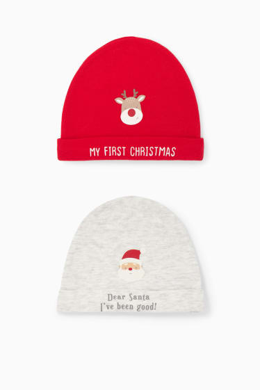 Unisex - Paquet de 2 - gorra nadalenca per a nounat - vermell