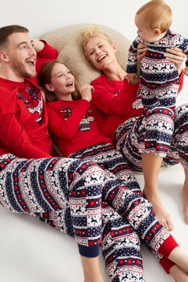 Hommes - Pyjama de Noël - renne - rouge foncé
