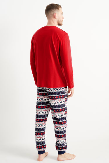 Hommes - Pyjama de Noël - renne - rouge foncé