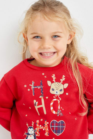 Enfants filles - HoHoHo - Sweat de Noël - rouge