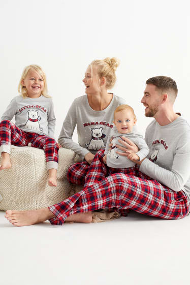 Hommes - Pyjama de Noël avec pantalon en flanelle - ours polaire - gris clair chiné