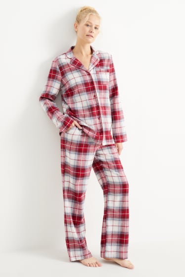 Dona - Pijama de franel·la - de quadres - vermell