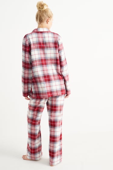 Femmes - Pyjama en flanelle - à carreaux - rouge