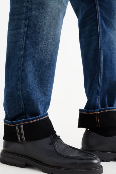 Mężczyźni - Straight jeans - dżinsy ocieplane - jog denim - LYCRA® - dżins-ciemnoniebieski