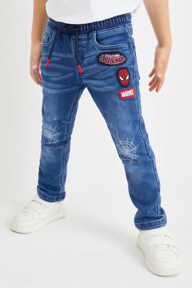 Kinderen - Spider-Man - regular jeans - thermojeans - jeansblauw