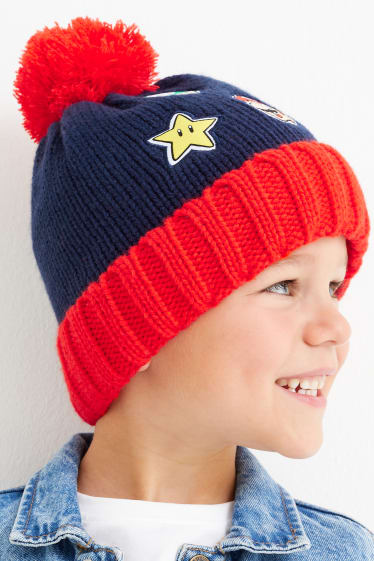 Kinderen: jongens - Super Mario - gebreide muts - donkerblauw