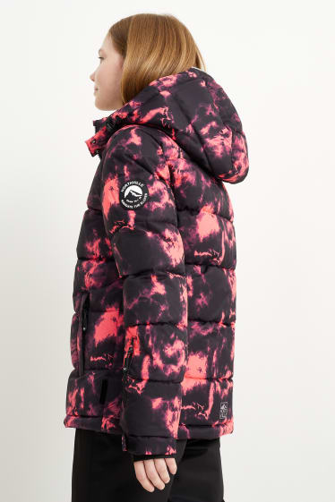 Enfants filles - Veste de ski à capuche - noir / rouge