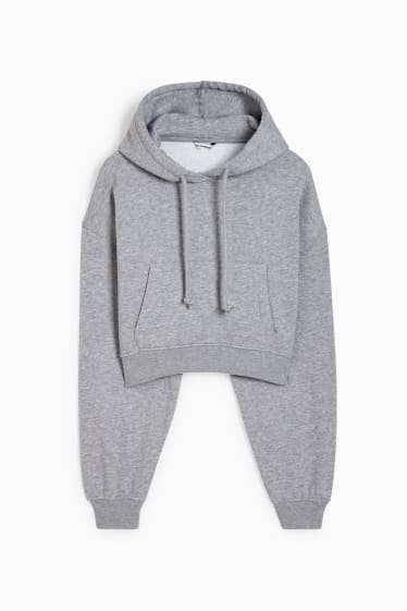 Tieners & jongvolwassenen - CLOCKHOUSE - korte hoodie - licht grijs-mix