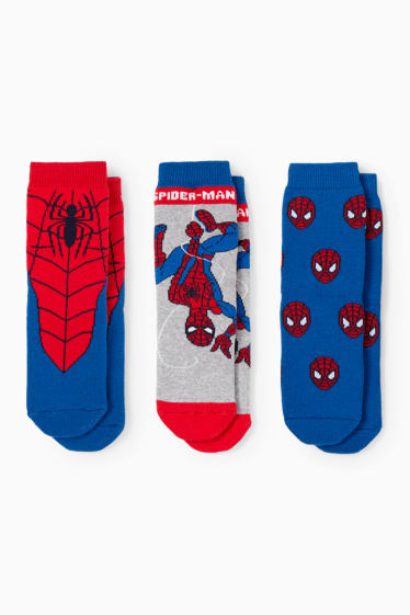 Kinderen: jongens - Set van 3 paar - Spider-Man - sokken met motief - blauw