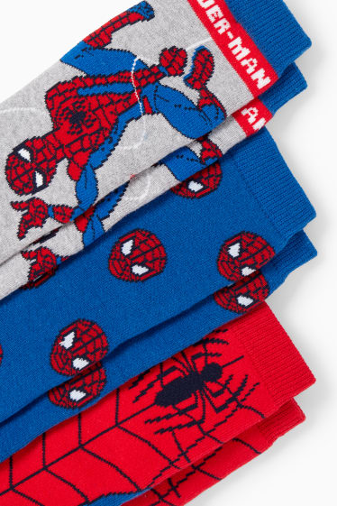 Enfants - Lot de 3 paires - Spider-Man - chaussettes à motif - bleu