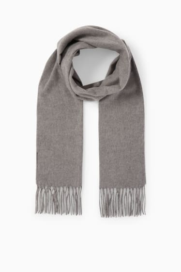 Men - Fringed scarf - gray