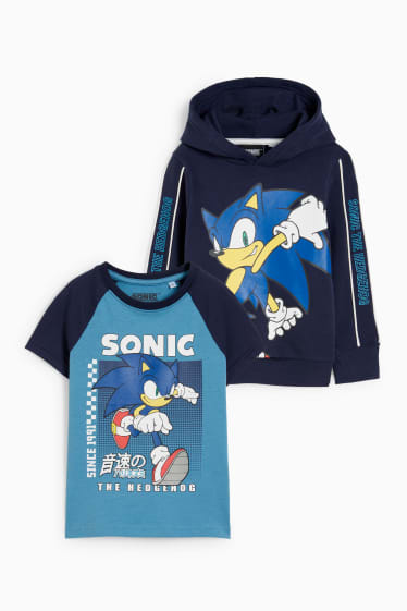 Kinderen: jongens - Sonic - set - hoodie en T-shirt - 2-delig - donkerblauw