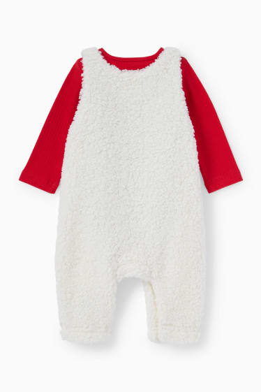 Babys - Rendier - babyoutfit voor kerst - 2-delig - donkerrood