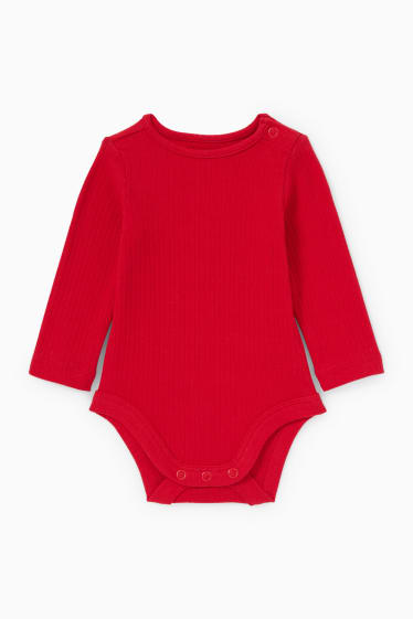 Babys - Rendier - babyoutfit voor kerst - 2-delig - donkerrood