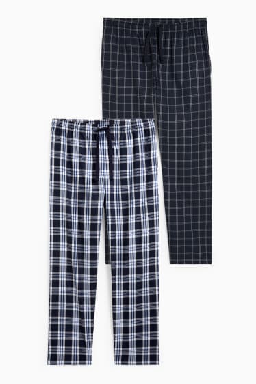Herren - Multipack 2er - Pyjamahose - Kariert - dunkelblau