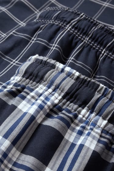 Herren - Multipack 2er - Pyjamahose - Kariert - dunkelblau