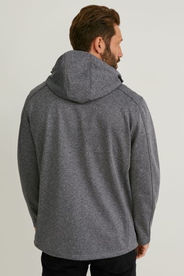 Hommes - Veste softshell à capuche - gris chiné