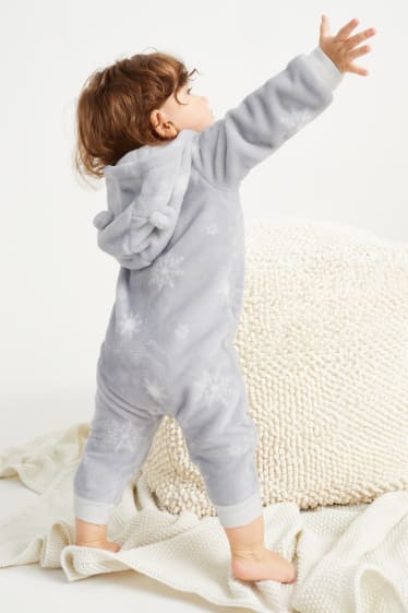Unisexe - Flocons de neige - combinaison en polaire pour bébé - gris clair