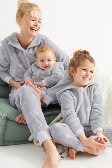 Unisexe - Flocons de neige - combinaison en polaire pour bébé - gris clair