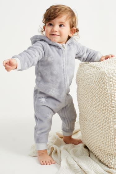 Unisexe - Flocons de neige - combinaison en polaire pour bébé - gris clair