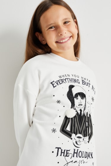 Kinder Mädchen - Wednesday - Weihnachts-Sweatshirt - cremeweiss