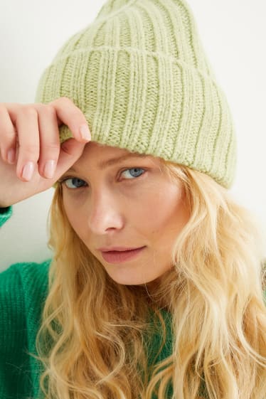 Femmes - Bonnet en maille - alpaga mélangé - jaune clair