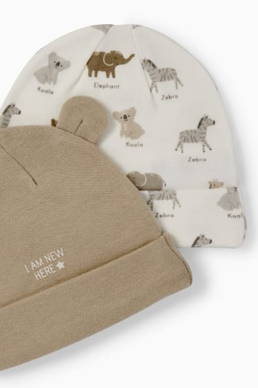 Bebés - Pack de 2 - animales - gorros para bebé - blanco roto