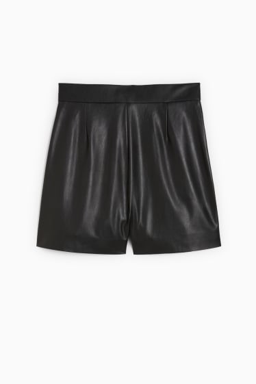 Femmes - Short - high waist - synthétique - noir