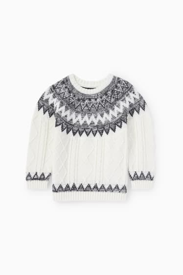 Baby Buben - Baby-Pullover - Zopfmuster - cremeweiß