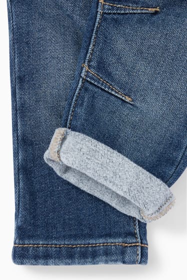 Neonati - Jeans neonati con bretelle - jeans termici - jeans blu