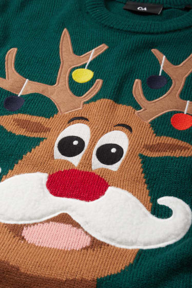 Heren - Trui voor de kerst - rendier Rudolf - groen