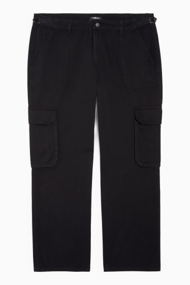 Jóvenes - CLOCKHOUSE- pantalón cargo - high waist - straight fit - negro