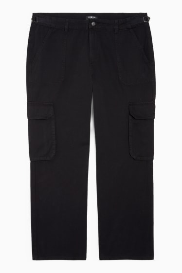 Adolescenți și tineri - CLOCKHOUSE - pantaloni cargo - talie înaltă - straight fit - negru