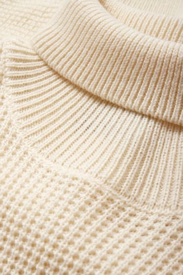 Men - Polo neck jumper - cremewhite