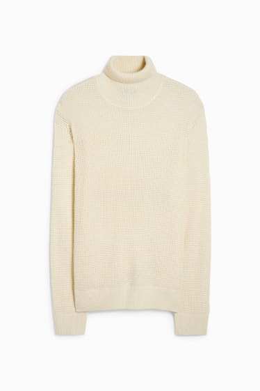 Men - Polo neck jumper - cremewhite