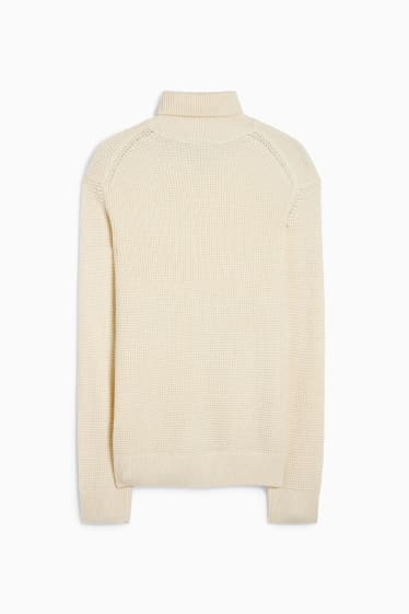 Herren - Rollkragenpullover - cremeweiß