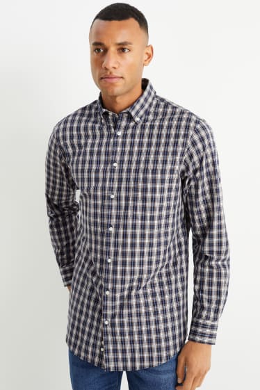 Home - Jersei de punt fi i camisa - regular fit - button-down - beix