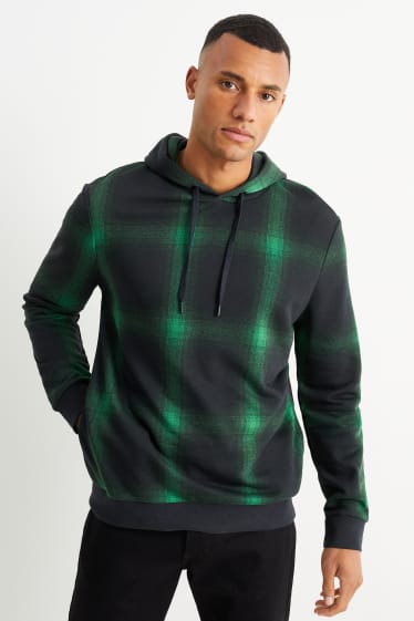 Herren - Hoodie - kariert - grün