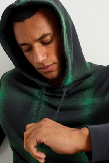 Herren - Hoodie - kariert - grün