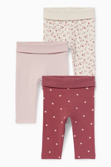 Bébés - Lot de 3 - leggings doublés pour bébé - rouge foncé