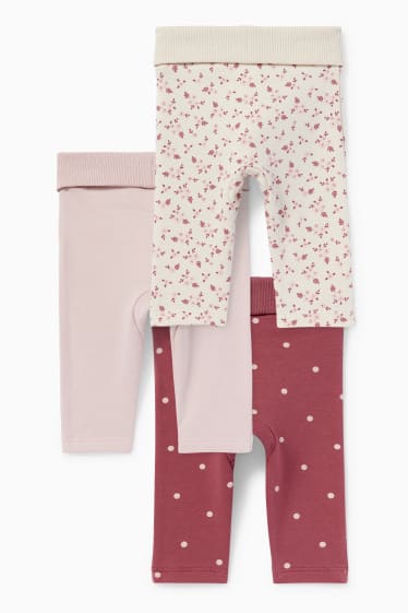 Bébés - Lot de 3 - leggings doublés pour bébé - rouge foncé