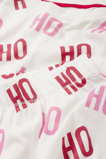 Damen - Weihnachts-Pyjama - HoHoHo - rot / cremeweiss