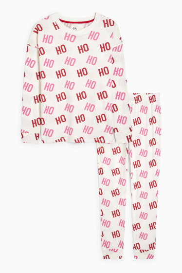 Damen - Weihnachts-Pyjama - HoHoHo - rot / cremeweiss