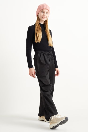 Enfants filles - Pantalon parachute - noir