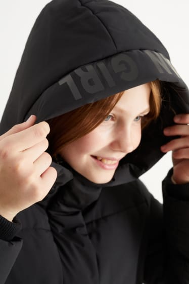 Children - Quilted coat with hood - black