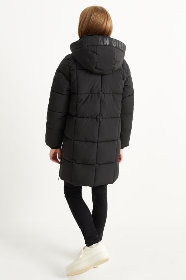 Children - Quilted coat with hood - black